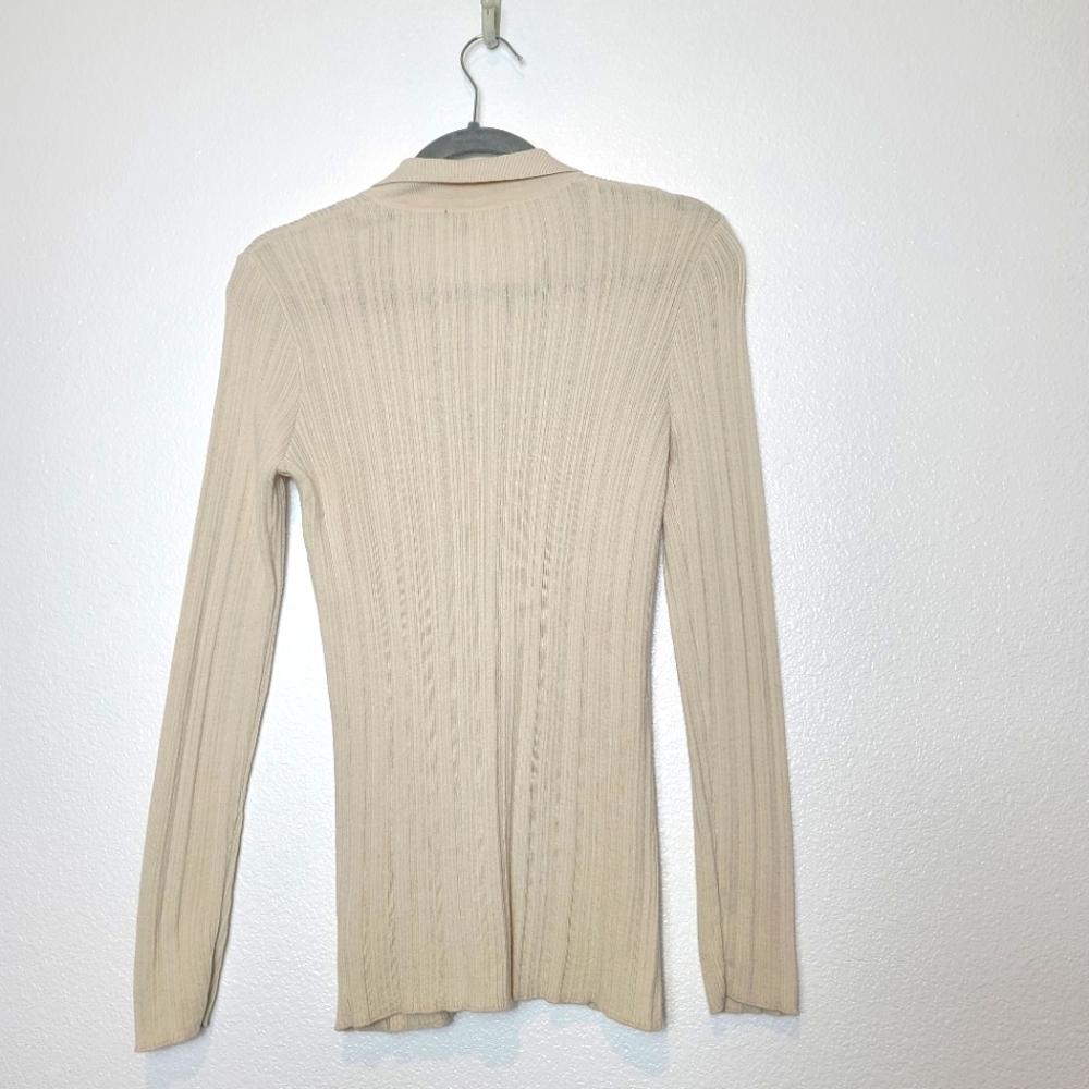 RAILS Aurora Ribbed Cotton Silk Blend Cardigan Top in Canvas - Picture 9 of 10